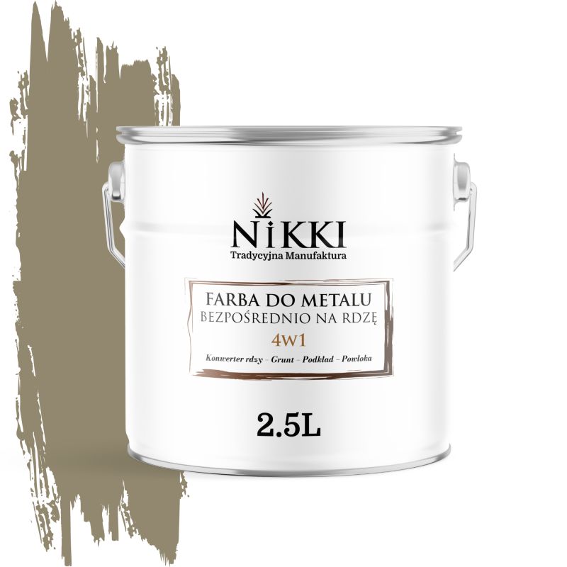 Farba do Metalu Antykorozyjna 4w1 NIKKI Szaro-żółty RAL7034 Półmat 2.5L