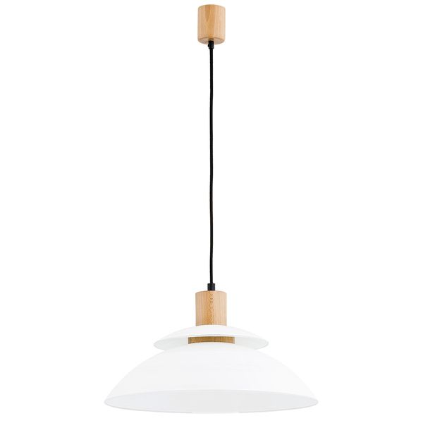 Lampa wisząca Alfa Tropic 3561 biała jasne drewno skandynawska 1xE27 x 60W 1 szt.