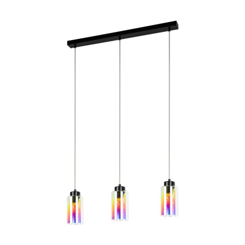 Lampa Wisząca SPOT Light 3xE27 Max.60W Elegancka Czerń w Połączeniu z Wielokolorowym Szkłem, 1 szt.