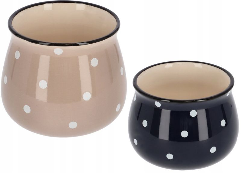 Doniczka ceramiczna KOTARBAU w grochy komplet 2 szt.