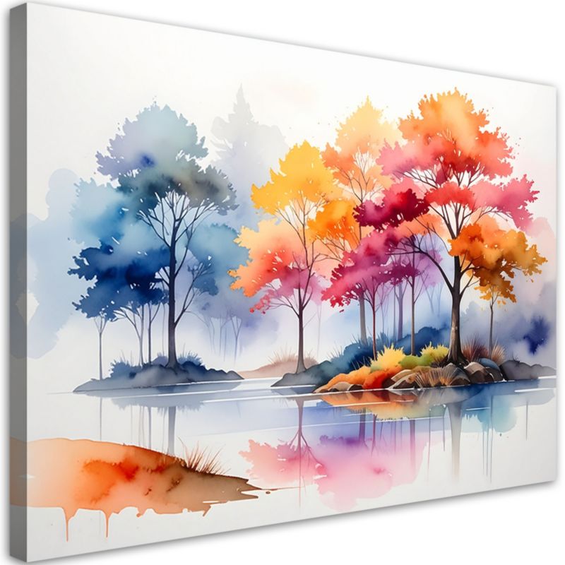 Obraz do salonu sypialni kuchni biura loftu Feeby Kolorowy las 100x70cm 1szt