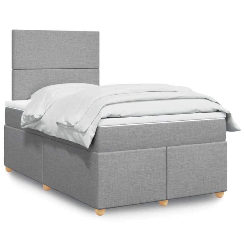 Łóżko z materacem WaszeMeble 120x200 cm Jasnoszary tkanina z LED WM-3293540 1 szt.