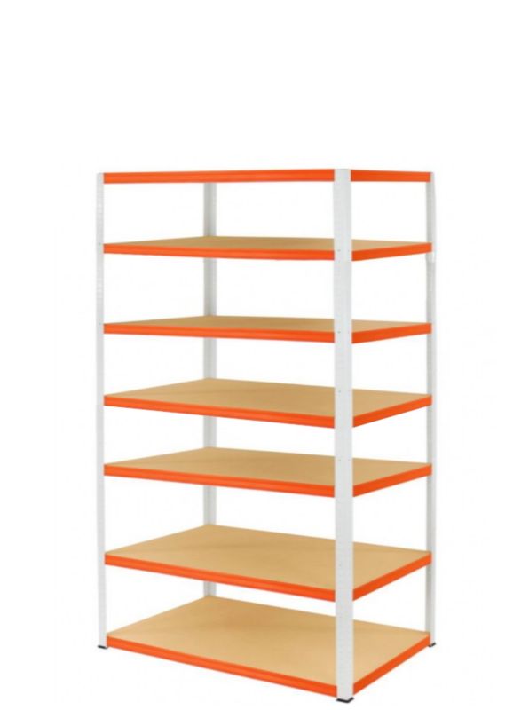Regał metalowy MODO24 magazynowy biało-pomarańczowy helios 270x150x50cm 7 półek po 275 kg 1 szt.