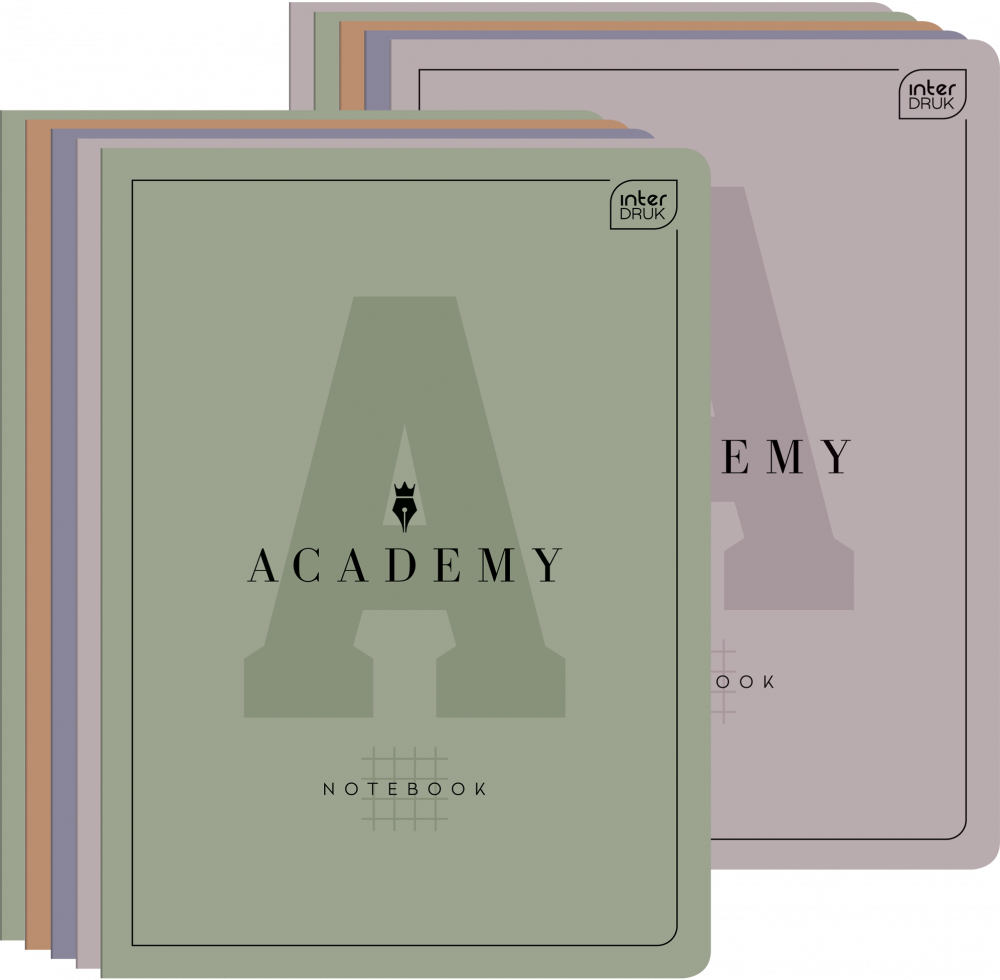 10x Zeszyt w kratkę Interdruk Academy, A5, 60 kartek, mix kolorów