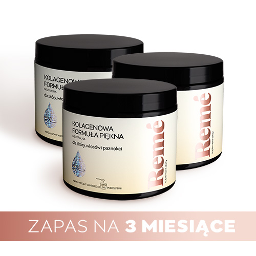 Zestaw: reme - kolagenowa formuła piękna o smaku neutralnym, zdrowie skóry, włosów i paznokci, 3 x 150 g