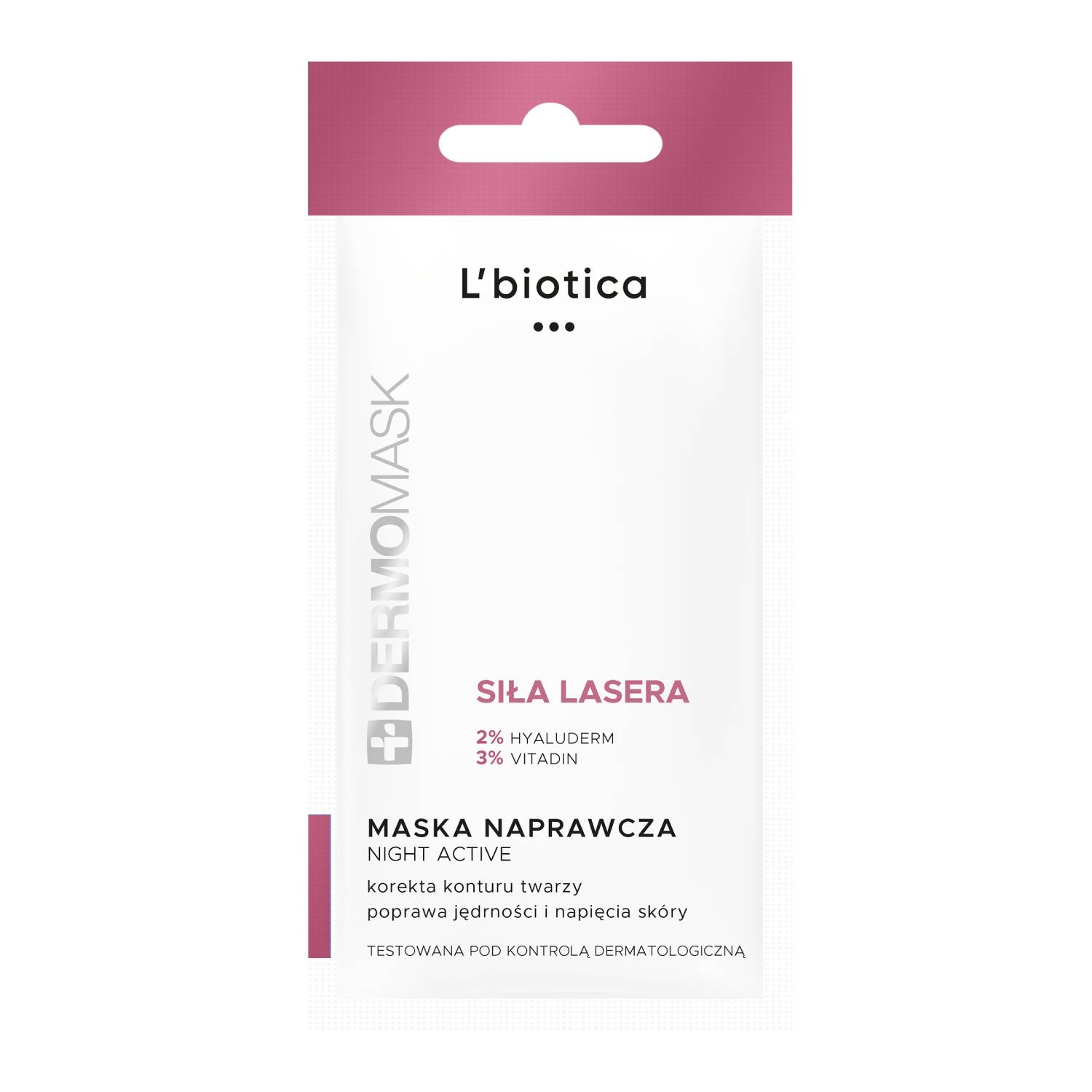 L'biotica dermomask night active siła lasera - maseczka naprawcza, 12 ml
