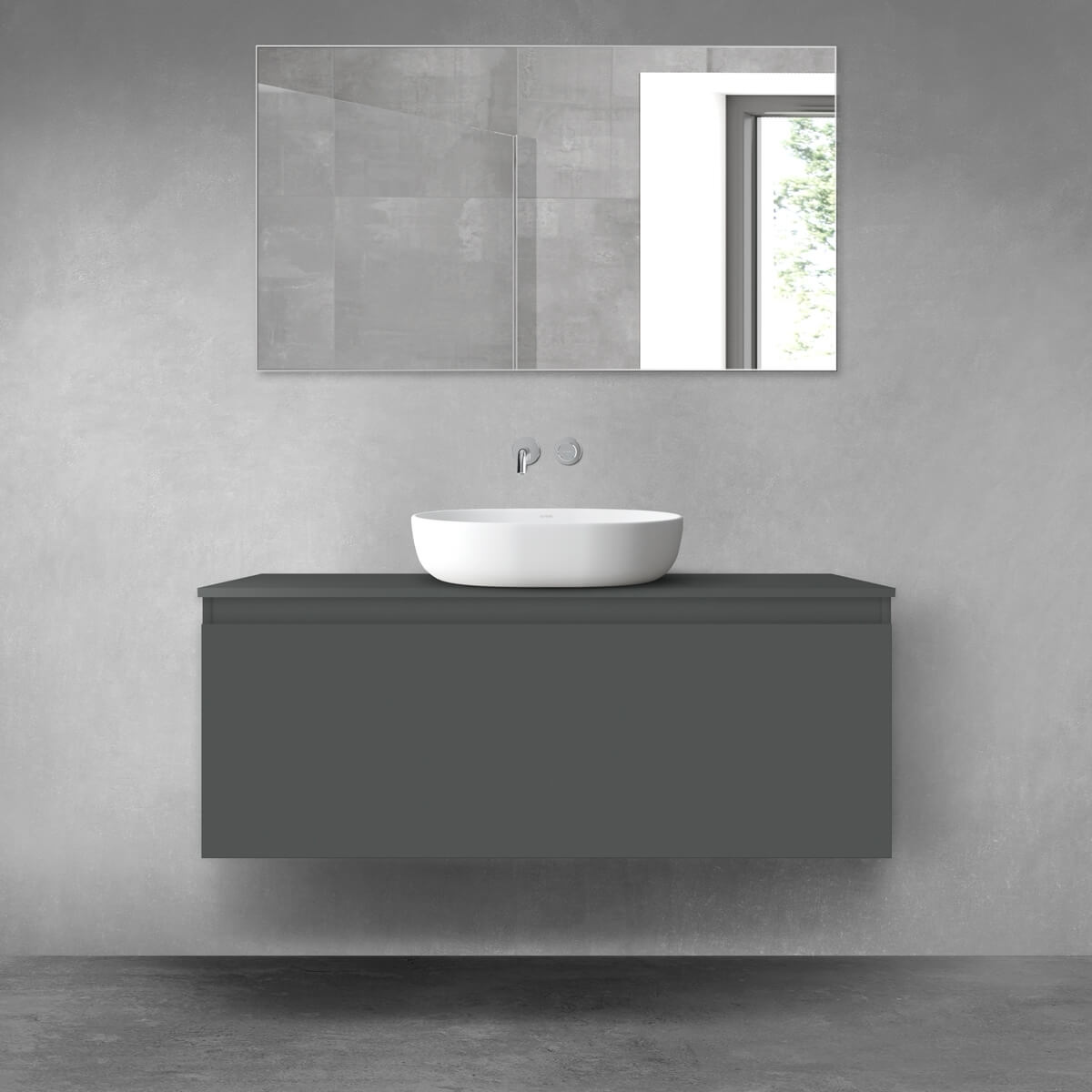 Oltens Vernal szafka 120 cm podumywalkowa wisząca z blatem grafit mat 68129400 - Wysyłka w 24h
