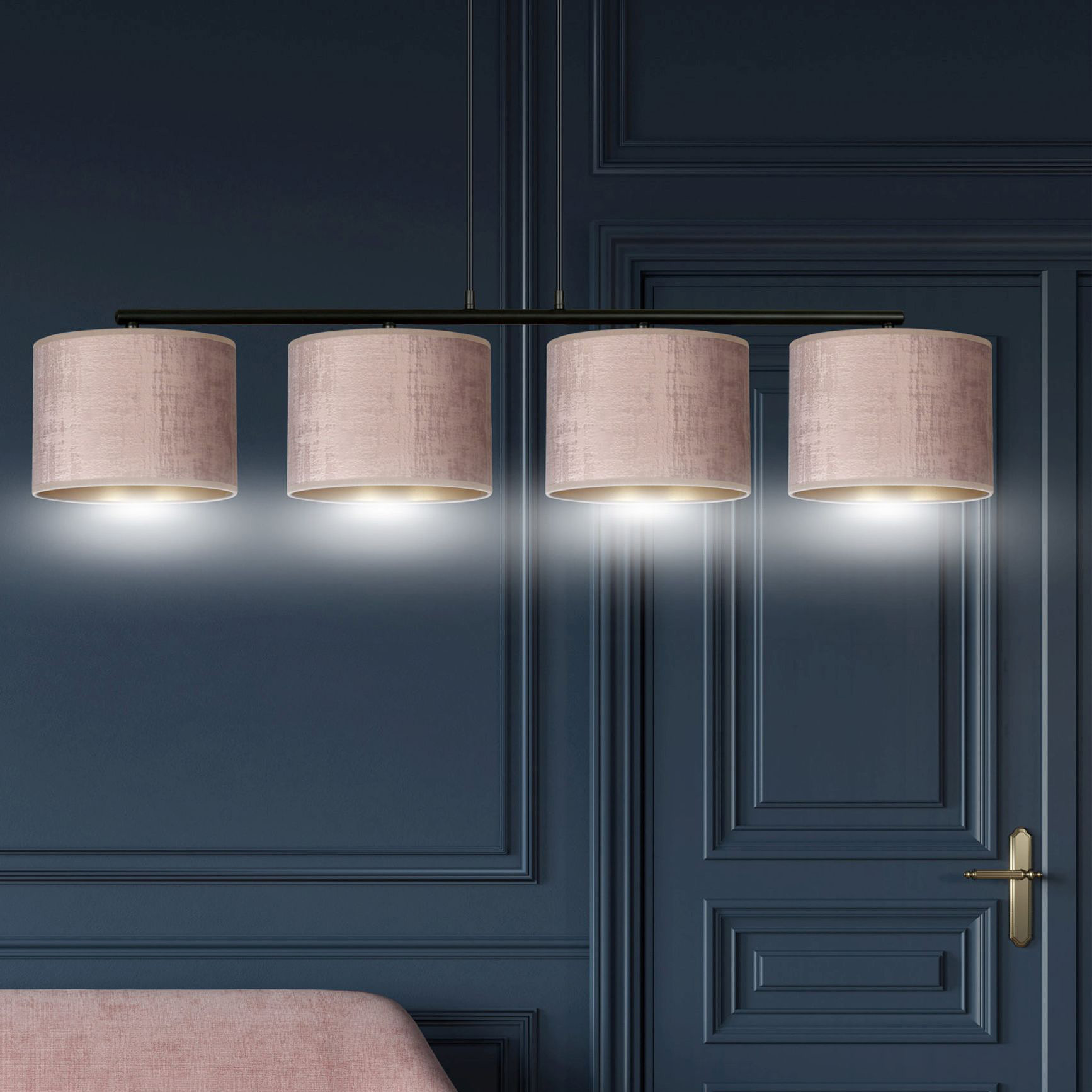 Emibig Hilde lampa wisząca 4x15 W czarna-różowa-złota 1053/4