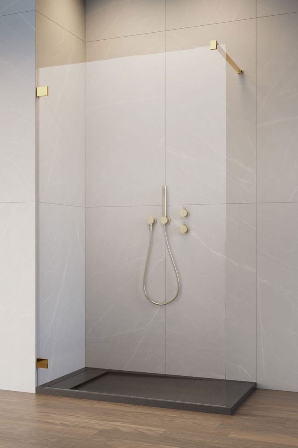 Radaway Essenza Pro Gold Walk-In ścianka prysznicowa 65 cm wolnostojąca złoty połysk/szkło przezroczyste 10103065-09-01