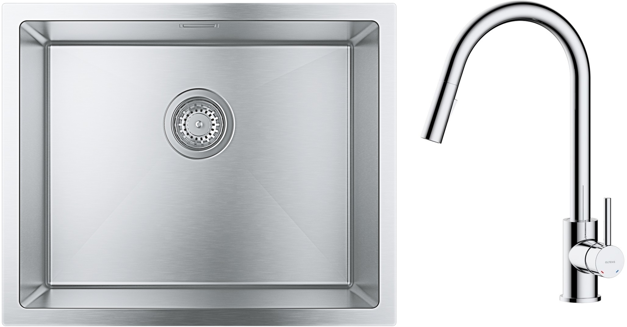 Zestaw Grohe K700 zlewozmywak 55x45 cm z baterią kuchenną Oltens Litla stal szlachetna/chrom (35204100, 31726SD0) - Wysyłka w 24h