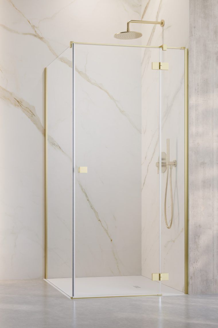Radaway Essenza 6 Brushed Light Gold KDJ drzwi prysznicowe 100 cm uchylne delikatny złoty szczotkowany/szkło przezroczyste 1385040-98-01R