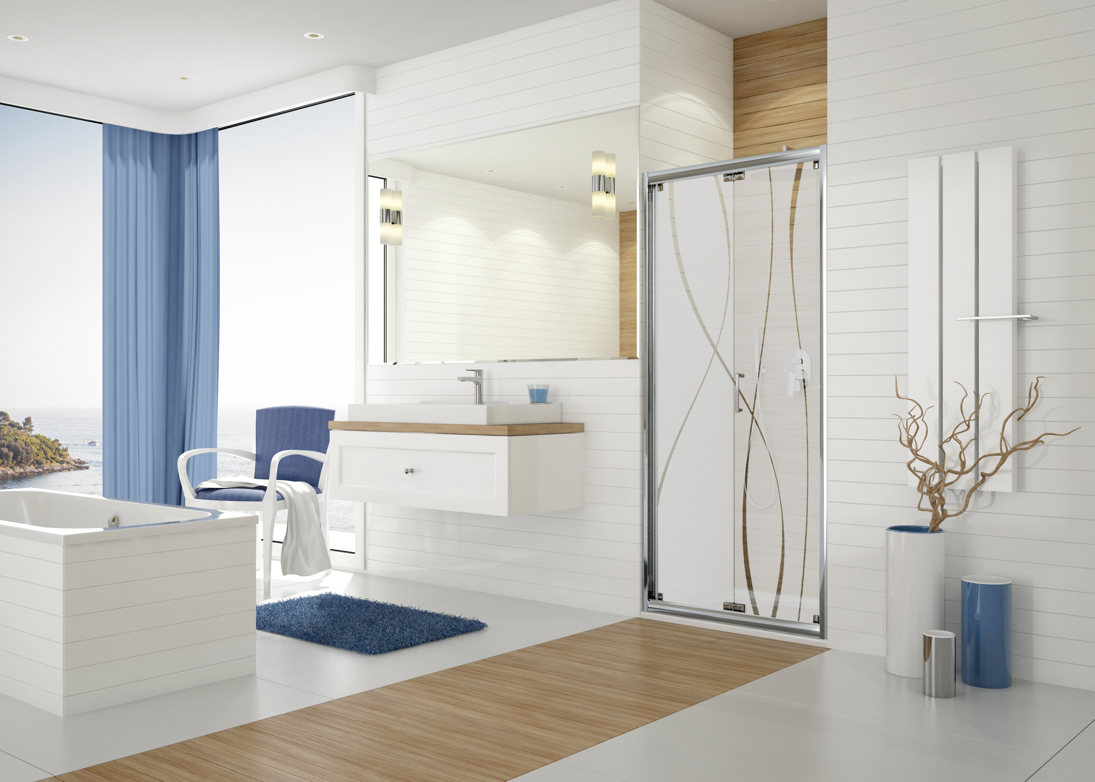 Sanplast TX drzwi prysznicowe z profilem 90 cm składane srebrny połysk/szkło ze wzorem 600-271-1220-38-231