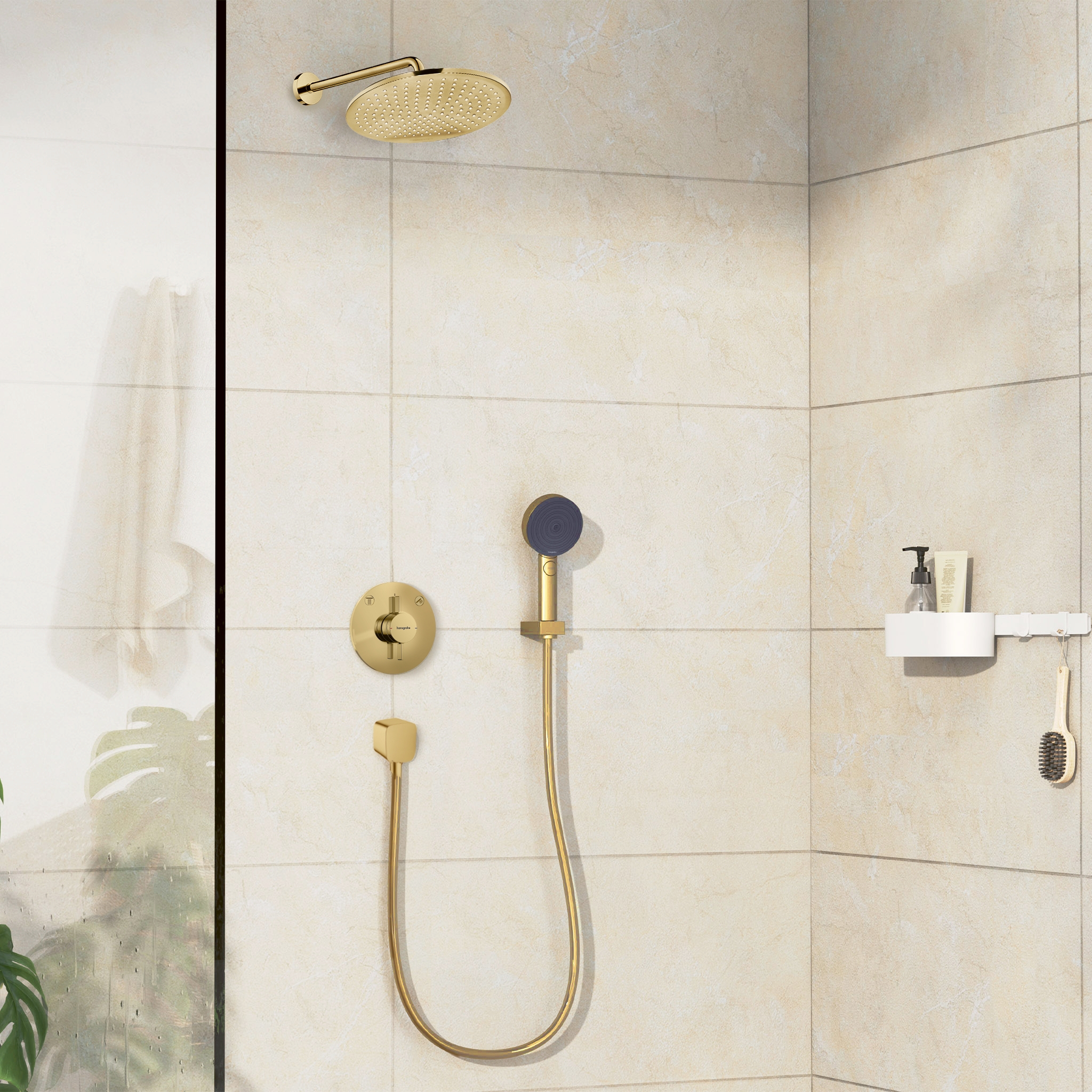 Hansgrohe Crometta DuoTurn zestaw prysznicowy podtynkowy z deszczownicą złoty optyczny szczotkowany 88003993 - Wysyłka w 24h