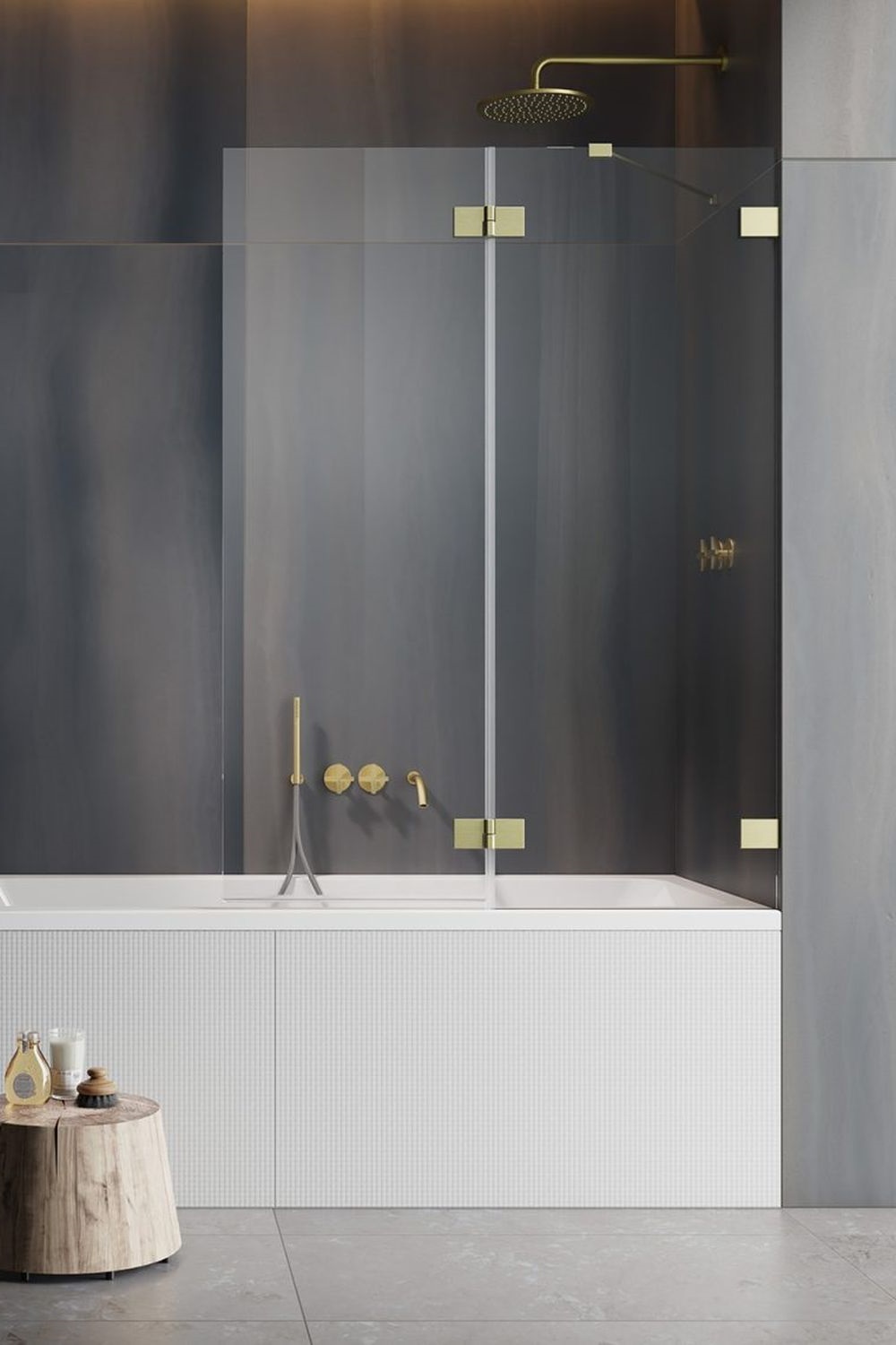 Radaway Essenza Pro Brushed Gold PND II parawan nawannowy 100 cm prawy złoty szczotkowany/szkło przezroczyste 10102100-99-01R