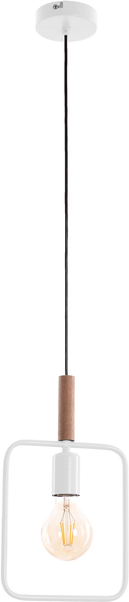 Candellux Frame lampa wisząca 1x60W biały/drewno 31-73563