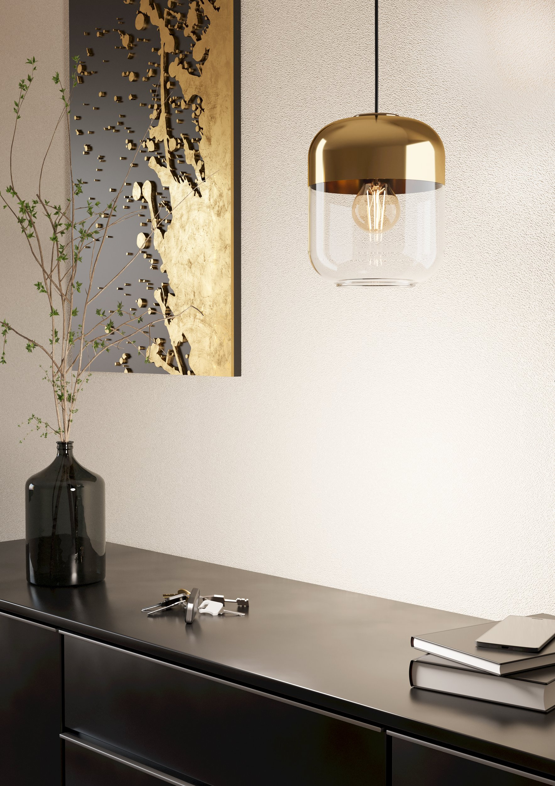 Eglo Maryvilla lampa wisząca 1x40 W przezroczysta-złota 900549