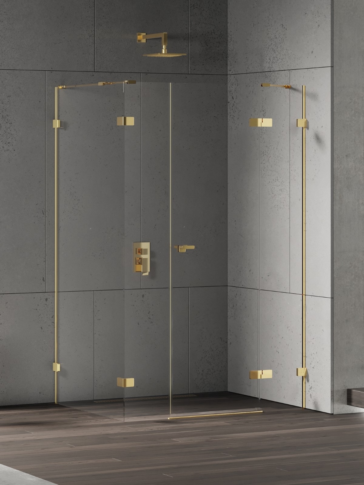 New Trendy Eventa Gold Shine kabina prysznicowa 110x90 cm prostokątna prawa złoty połysk/szkło przezroczyste EXK-4781