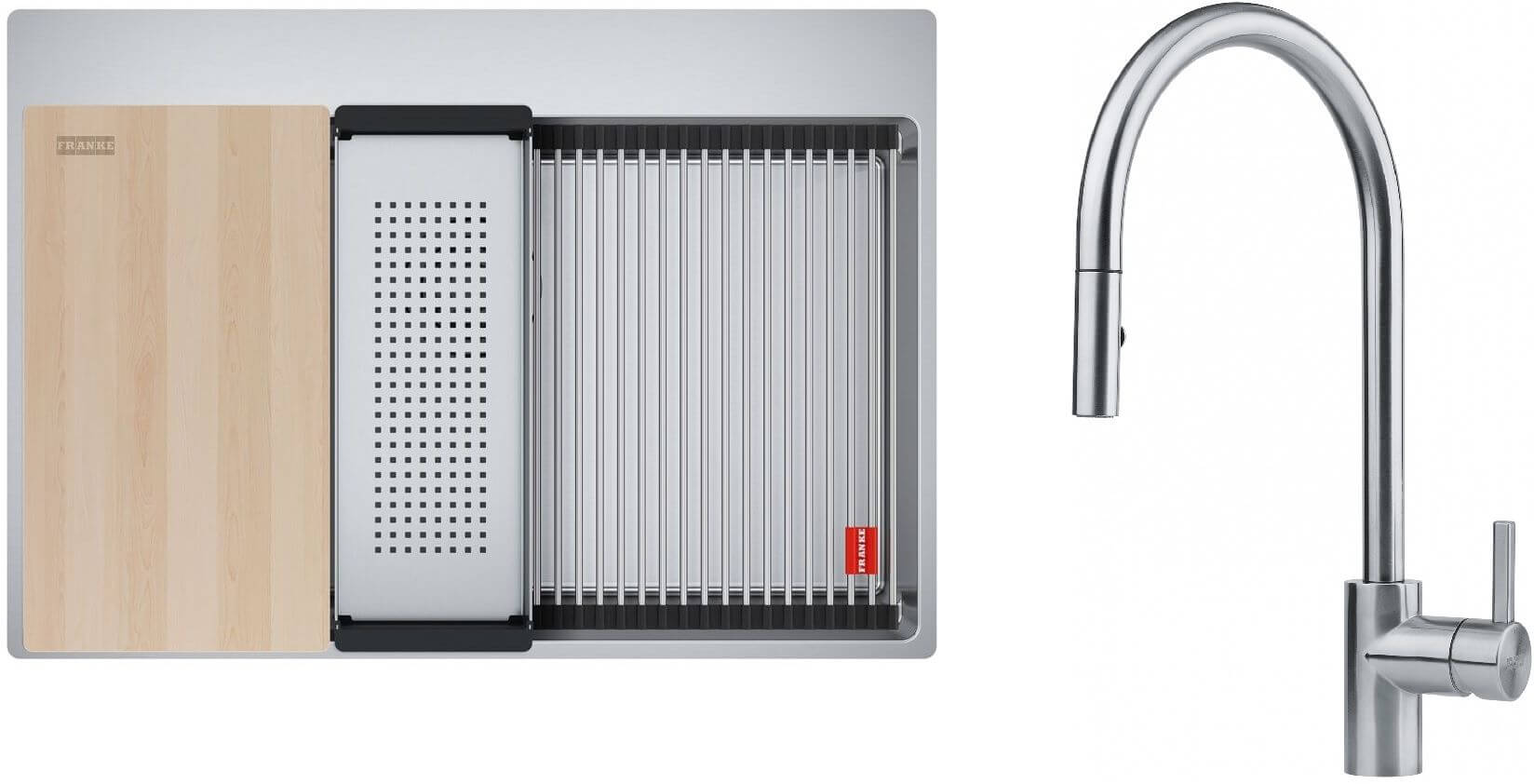 Zestaw Franke Box Pro BXX PRO 210-70 TL zlewozmywak stalowy 73x51 cm z baterią kuchenną stojącą z wyciąganą wylewką stal szlachetna ...