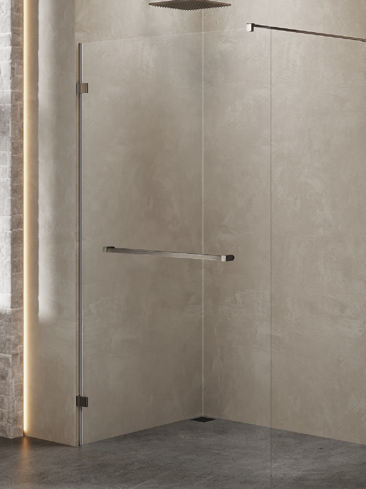 New Trendy Avexa ścianka prysznicowa walk-in 160 cm gunmetal szczotkowany/szkło przezroczyste EXK-7131