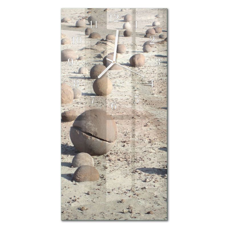 Zegar Ścienny Kuchenny Tulup 30x60 cm z Białymi Wskazówkami Kamienie Plażowe 1 szt.