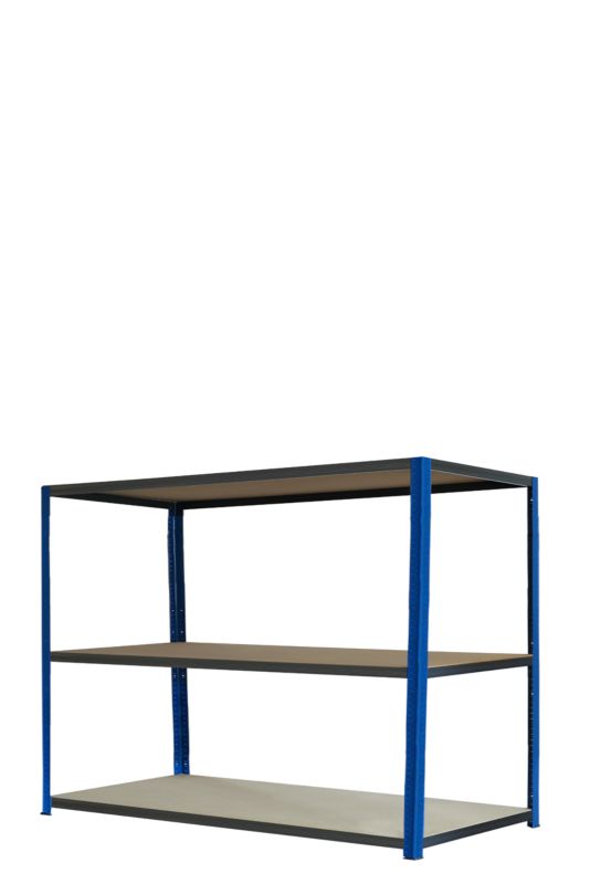 Regał metalowy MODO24 magazynowy warsztatowy niebiesko-grafitowy helios 90x150x30cm 3 półki po 275 kg 1 szt.
