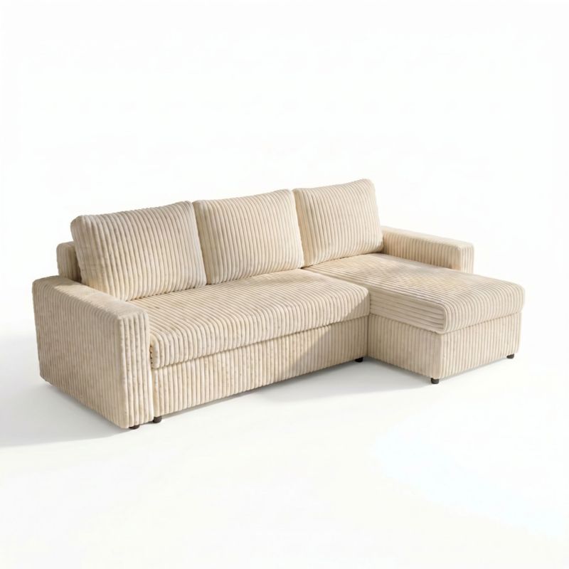Narożnik z funkcją spania do salonu NIRVANA PLUS gruby sztruks kremowy 1 szt.