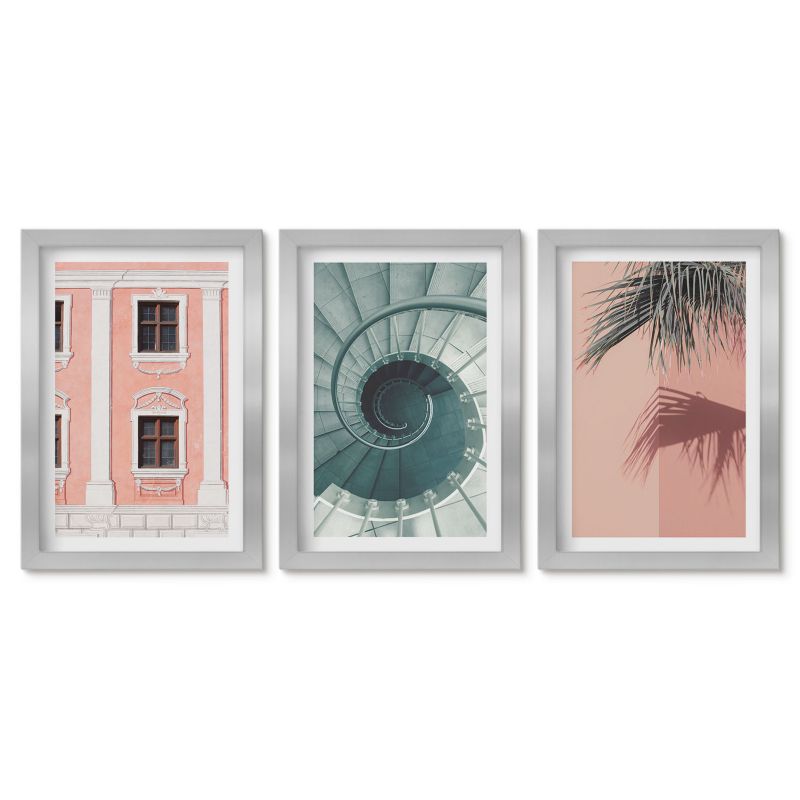 Obrazy w srebrnej ramie Tulup 20x30 cm Architektura pastelowe spiralne Obrazy w srebrnej ramie 1 kpl