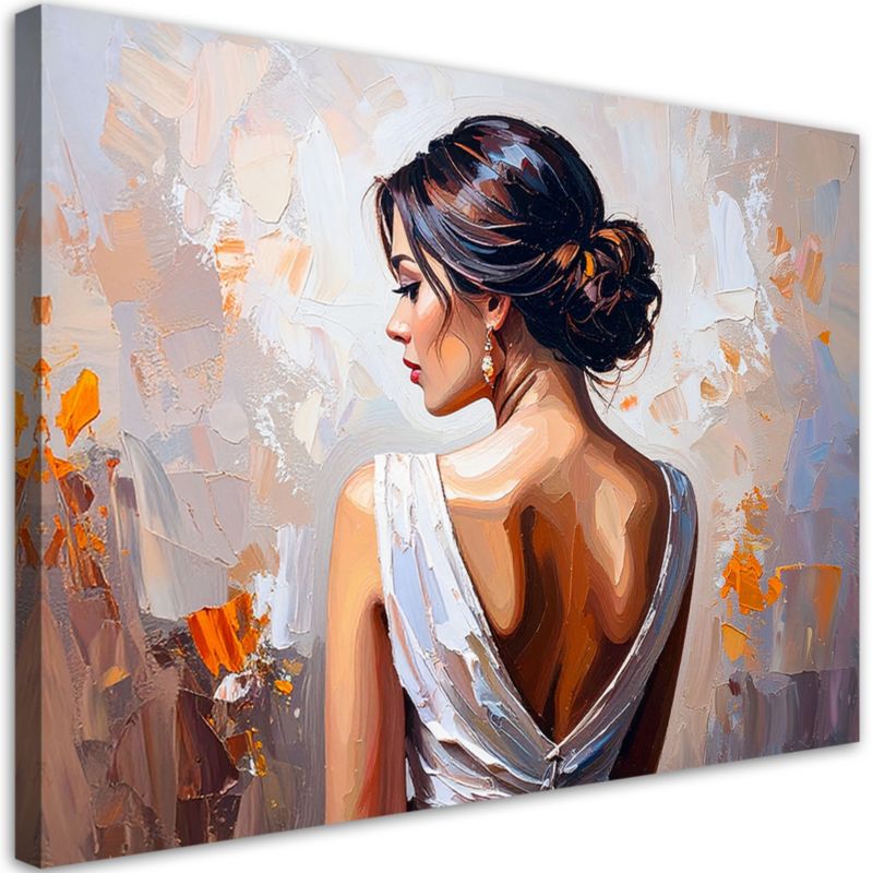 Obraz nowoczesny do salonu sypialni Feeby Piękna kobieta Beżowy 100x70cm 1szt