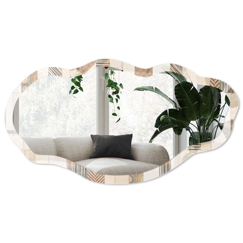 Lustro nieregularne w szklanej ramie Wallfluent 52x97 cm Etniczna mozaika Faliste asymetryczne 1 szt.
