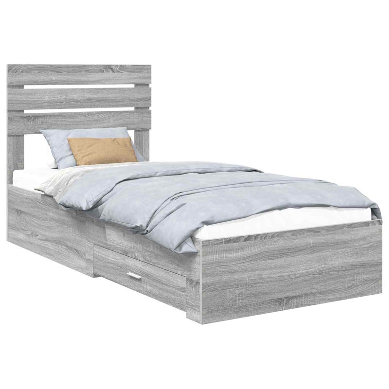 Łóżko WaszeMeble z Szufladami 75x190 cm Szare WM-3411703 1 szt.
