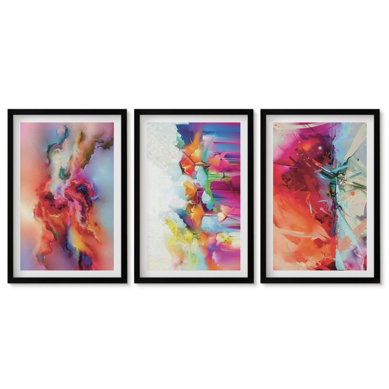 Komplet obrazów czarna rama Tulup 40x60 cm Kolorowe abstrakcje formy Obrazy w czarnej ramie 1 kpl