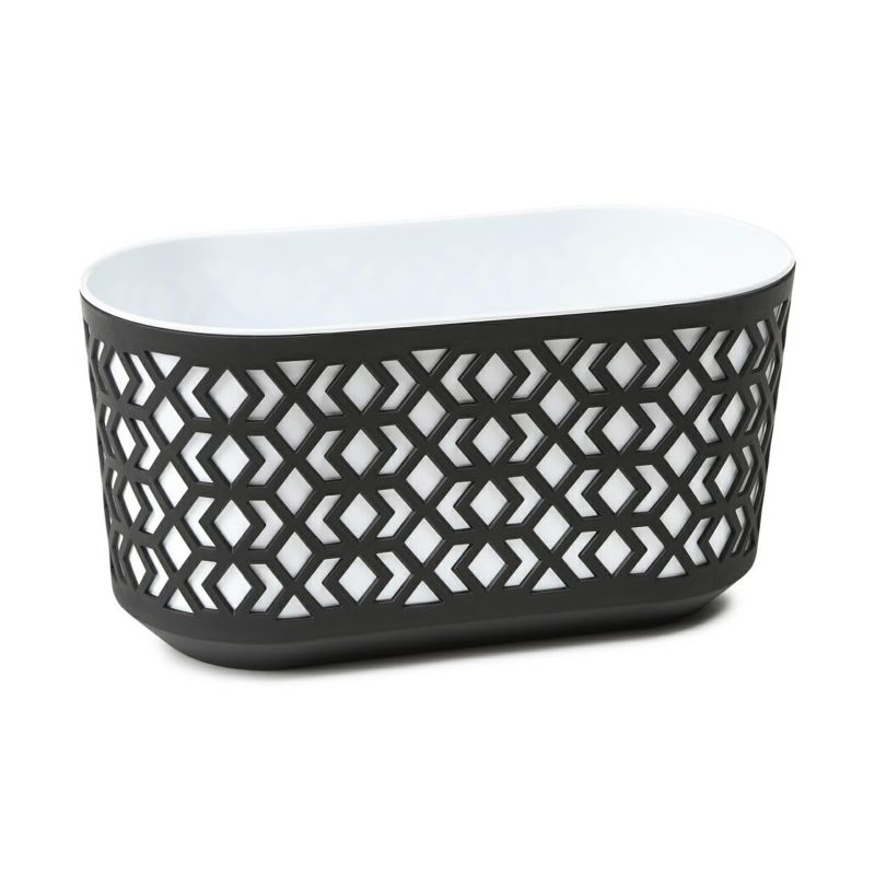 Skrzynka balkonowa Etnic HowHomely biało-czarna z wkładem 40xh20 cm 1 szt.