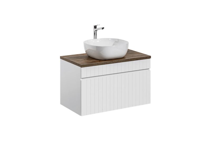 Zestaw mebli łazienkowych 80cm Comad Iconic White z blatem i umywalką nablatową Smile 1szt