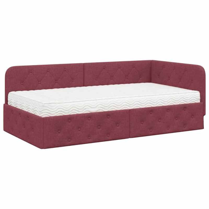 Łóżko Tapicerowane WaszeMeble z Materacem 100x200 cm Czerwone WM-3394056 1 szt.