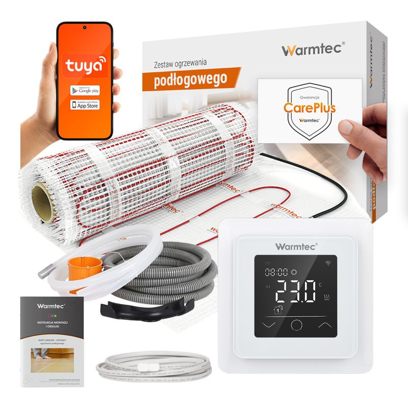 Mata grzewcza grzejna pod płytki Warmtec 12m² 170W/m² Wi-Fi zestaw z regulatorem DS2-120/ZTS 1 szt.