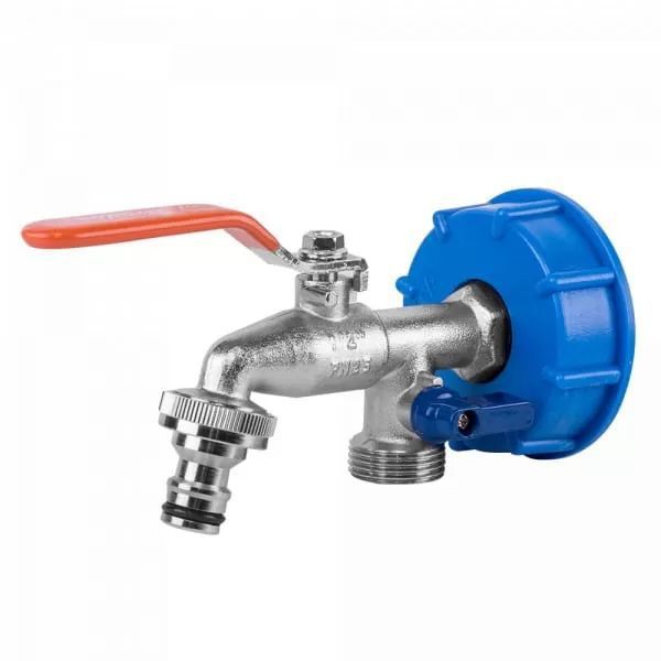 Zestaw IBC BRADAS IBCS60-KK0512: nakrętka S60x6 z kranem na 2x GZ 3/4" oraz 2 nyple 1kpl.