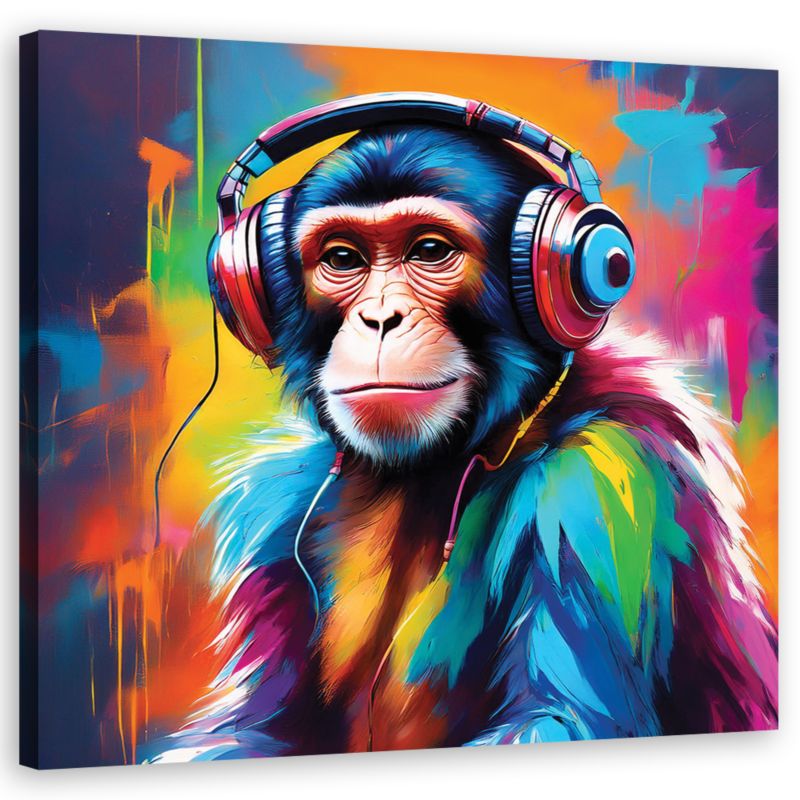 Obraz do salonu sypialni Feeby Kolorowa Małpa Dj 40x40 cm 1szt