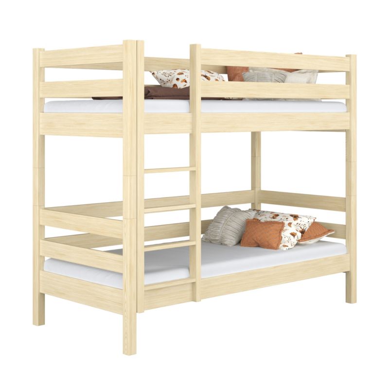 Drewniane łóżko N-WOOD piętrowe N01 sosna bezbarwna 120x190 1szt.