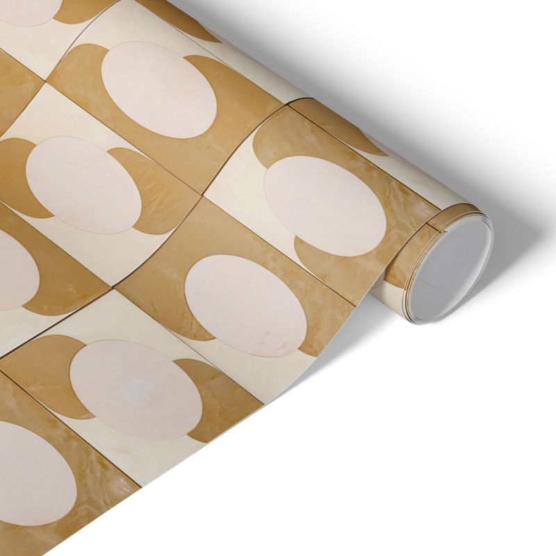Samoprzylepna Okleina na Meble Tulup 65x130 cm Musztardowe kształty Ekspresowa Metamorfoza Frontów i Szaf 1 rol.
