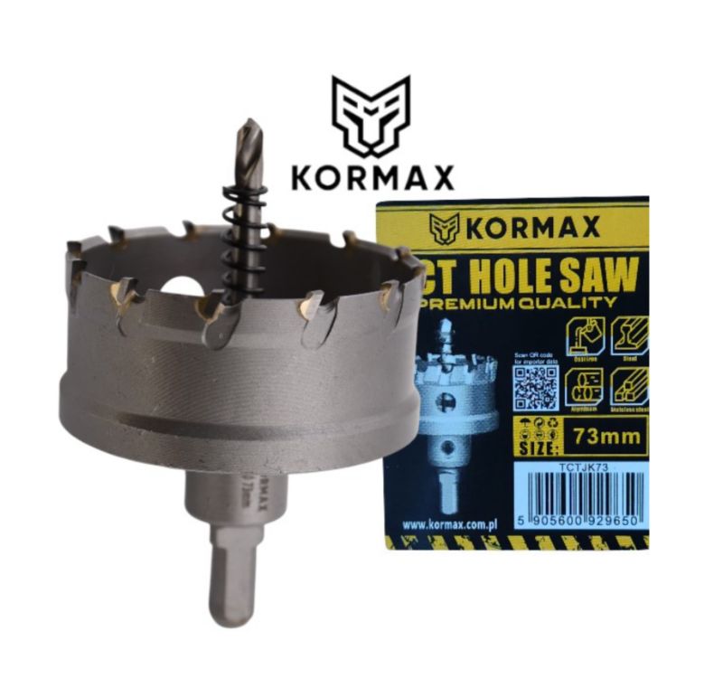Otwornica do metalu Kormax 73mm x 25mm wiertło koronowe z węglikiem TCT krótkie (TCTJK73) - 1 szt.