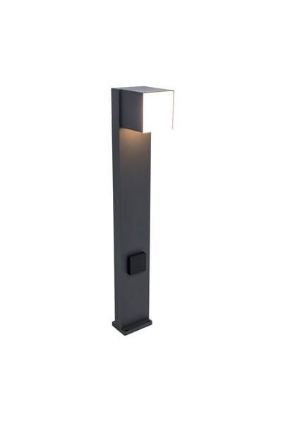 Słupek zasilający ogrodowy Lutec Cuba antracyt LED 12W 3000K 600lm 1 x gniazdo IP54 wym: 75 x 13,7 x 11 cm aluminium - 1 szt.
