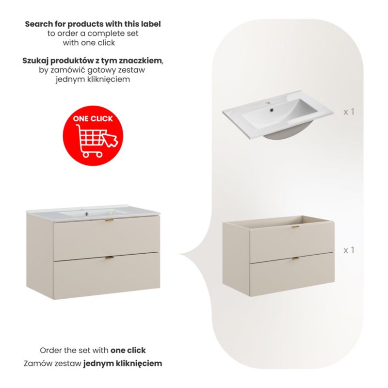 Zestaw mebli łazienkowych Comad Dalia Cashmere 80cm z umywalką meblową Lava 1szt