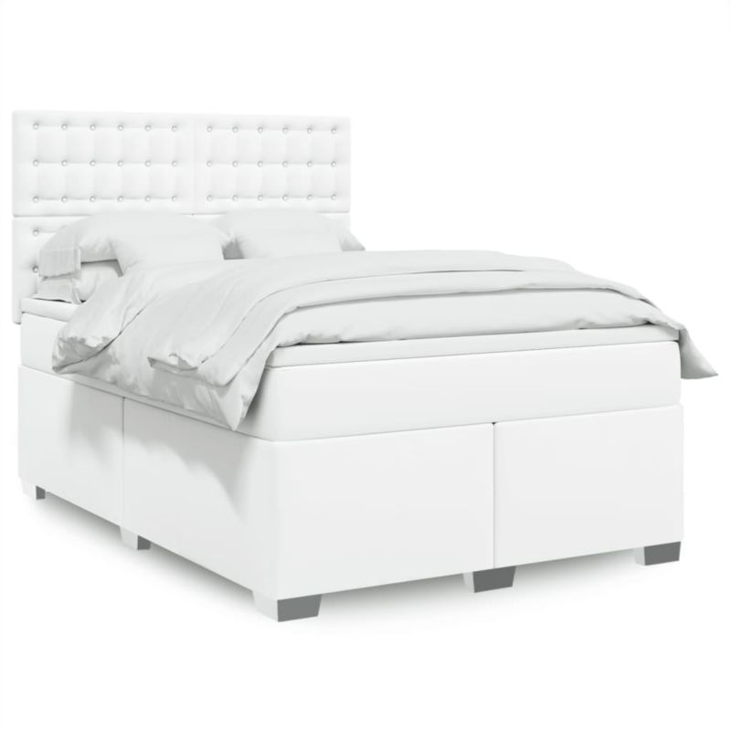 Łóżko z materacem WaszeMeble 135x190 cm Biały ekoskóra z LED WM-3293021 1 szt.