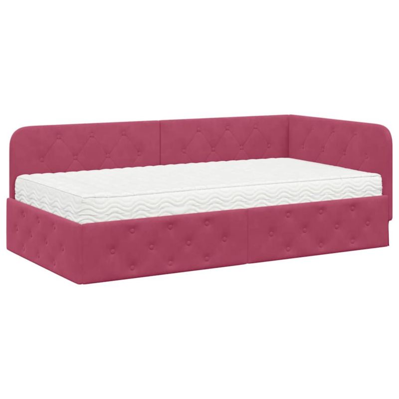 Łóżko WaszeMeble z Materacem 90x200 cm Czerwone WM-3394086 1 szt.