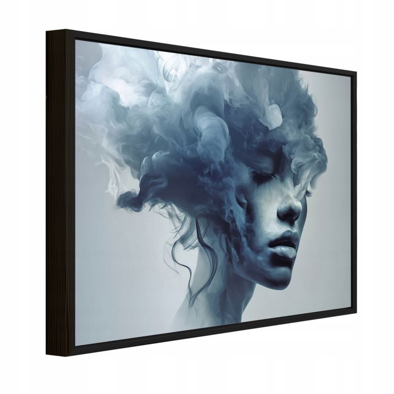 Obraz W Ramie WALLARENA Do Sypialni Salonu Na Płótnie Kobieta Abstrakcja Twarz Niebieski 60x40 cm PPR15965O4 1 szt.