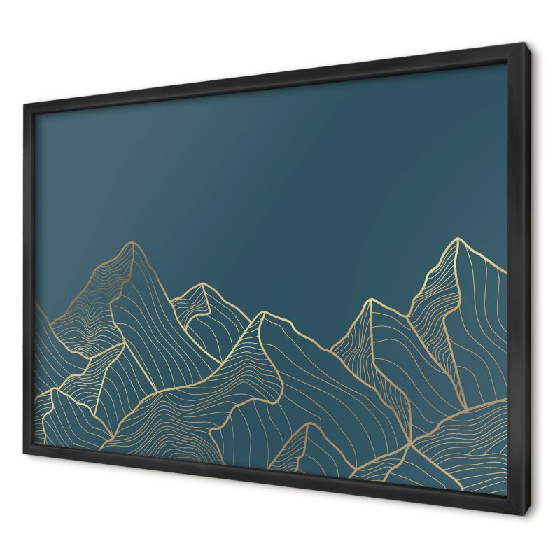 Dekoracyjna tablica magnetyczna Wallfluent 60x40 Górski minimalizm w czarnej ramie 1szt
