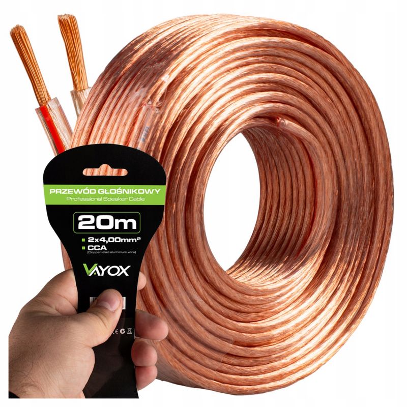 Kabel głośnikowy Vayox VA0439-20 2x4mm2 CCA 20m 1szt.