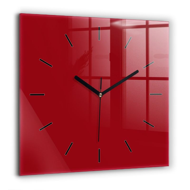 Zegar szklany czarne wskazówki Wallfluent 60x60 cm Czerwony 1 szt.