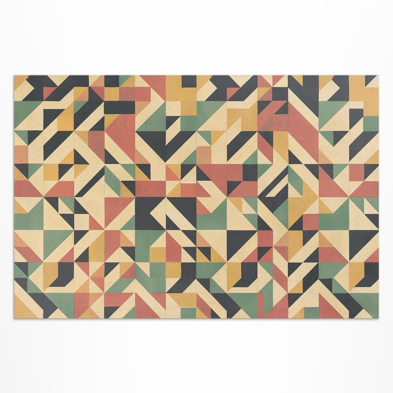 Dywan Winylowy Z Nadrukiem Wallfluent 80x120 cm Kolorowa abstrakcja z trójkątów i kwadratów 1 szt.