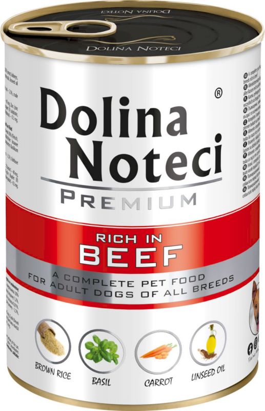 Karma mokra dla psa Dolina Noteci wołowina puszka 400 g